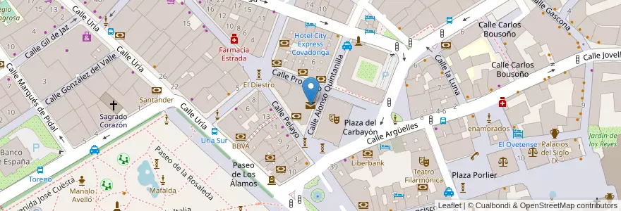 Mapa de ubicacion de Oficina de Correos en Spanje, Asturië, Asturië, Oviedo.