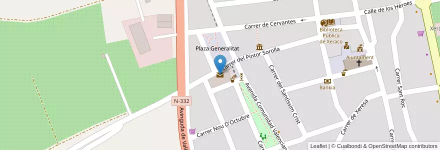 Mapa de ubicacion de Oficina de Correos en スペイン, バレンシア州, València / Valencia, Safor, Xeraco.