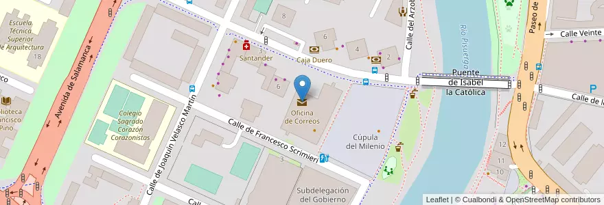 Mapa de ubicacion de Oficina de Correos en Spain, Castile And León, Valladolid, Valladolid.