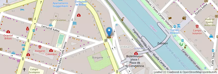 Mapa de ubicacion de Oficina de Correos en スペイン, バスク州, Bizkaia, Bilboaldea, ビルバオ.