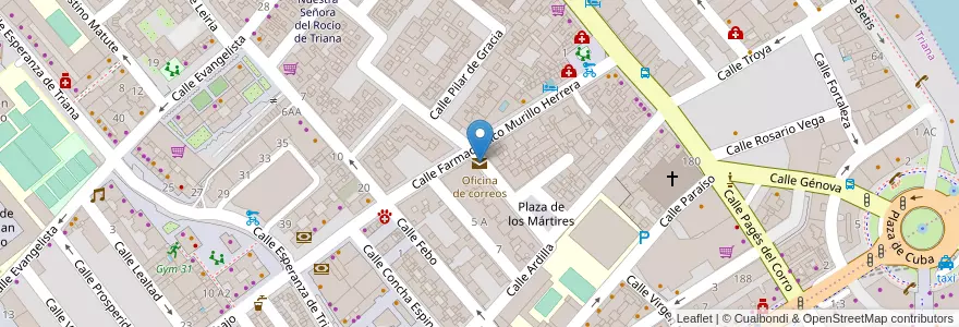 Mapa de ubicacion de Oficina de correos en İspanya, Andalucía, Sevilla, Sevilla.
