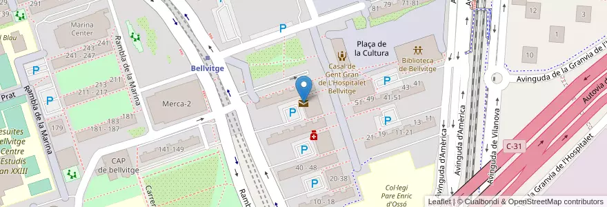Mapa de ubicacion de Oficina de Correos en إسبانيا, كتالونيا, برشلونة, بارسلونس, L'Hospitalet De Llobregat.