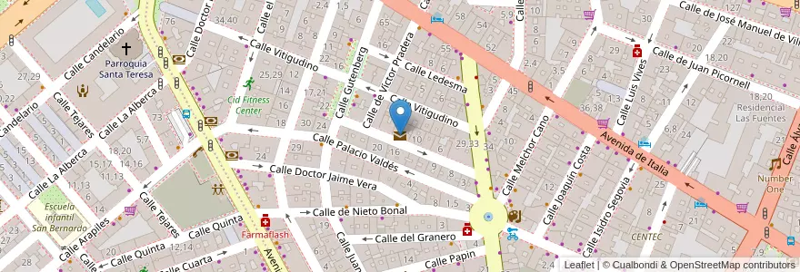 Mapa de ubicacion de Oficina de Correos en 西班牙, Castilla Y León, Salamanca, Campo De Salamanca, Salamanca.