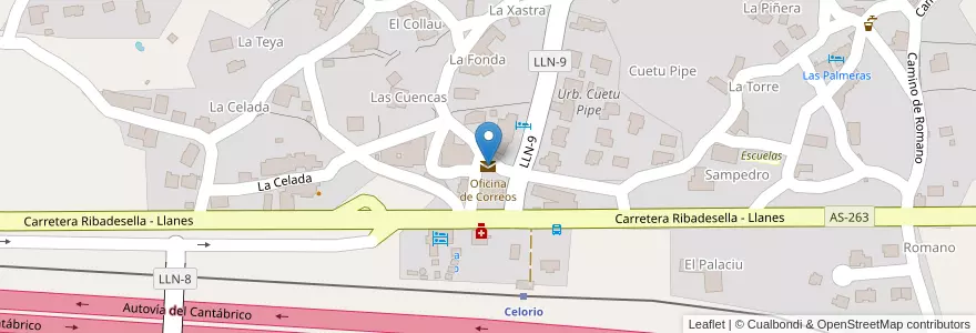 Mapa de ubicacion de Oficina de Correos en Espanha, Astúrias, Astúrias, Llanes.