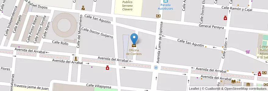 Mapa de ubicacion de Oficina de Correos en スペイン, バレンシア州, València / Valencia, La Plana De Utiel-Requena, Requena.