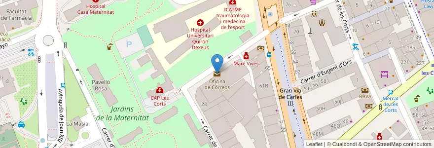 Mapa de ubicacion de Oficina de Correos en 西班牙, Catalunya, Barcelona, Barcelonès, Barcelona.