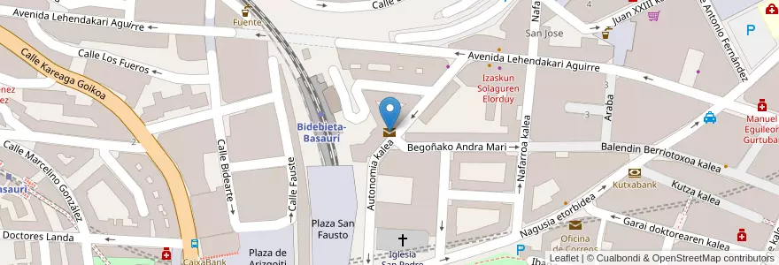Mapa de ubicacion de Oficina de Correos en Espagne, Pays Basque Autonome, Biscaye, Grand-Bilbao, Basauri.