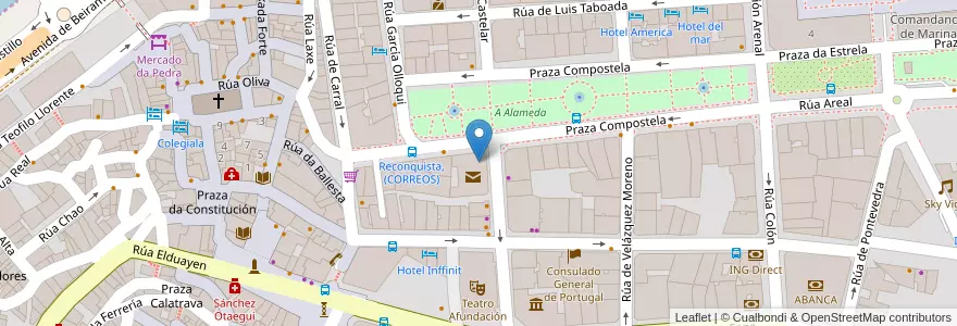 Mapa de ubicacion de Oficina de Correos en 西班牙, Vigo.