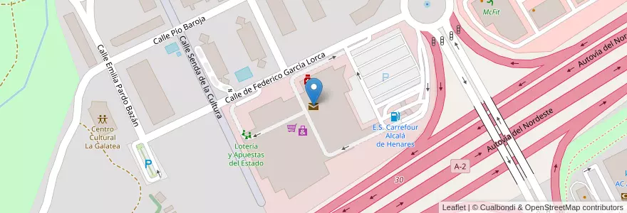 Mapa de ubicacion de Oficina de Correos en Spanje, Comunidad De Madrid, Comunidad De Madrid, Área Metropolitana De Madrid Y Corredor Del Henares, Alcalá De Henares.