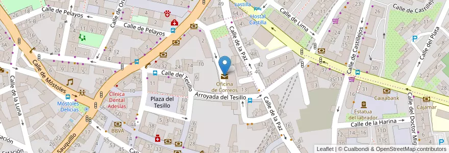 Mapa de ubicacion de Oficina de Correos en スペイン, マドリード州, Comunidad De Madrid, Área Metropolitana De Madrid Y Corredor Del Henares, Fuenlabrada.