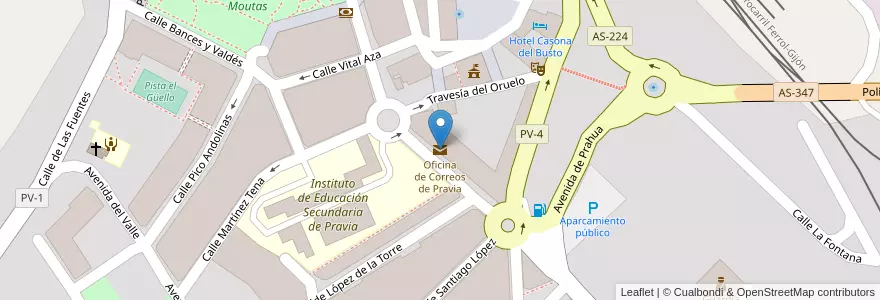 Mapa de ubicacion de Oficina de Correos de Pravia en إسبانيا, أستورياس, أستورياس, Pravia.