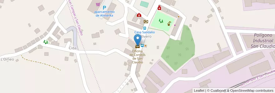 Mapa de ubicacion de Oficina de Correos de San Claudio en 스페인, 아스투리아스, 아스투리아스, Oviedo.