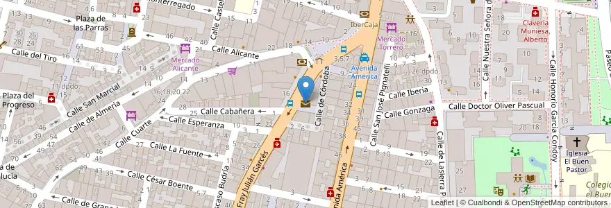 Mapa de ubicacion de Oficina de Correos Fray Julián Garcés en 스페인, Aragón, 사라고사, Zaragoza, 사라고사.