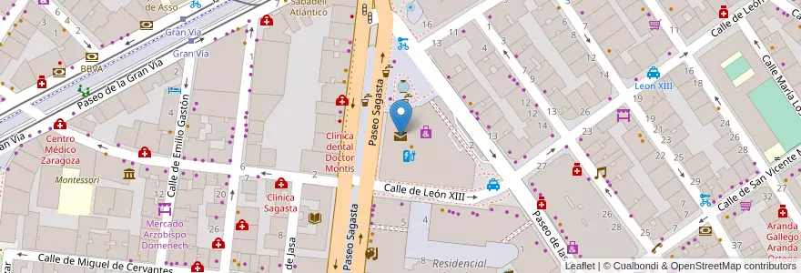 Mapa de ubicacion de Oficina de Correos Sagasta en Испания, Арагон, Сарагоса, Zaragoza, Сарагоса.