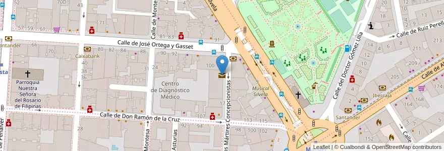 Mapa de ubicacion de Oficina de Correos. Sucursal 09 en İspanya, Comunidad De Madrid, Comunidad De Madrid, Área Metropolitana De Madrid Y Corredor Del Henares, Madrid.