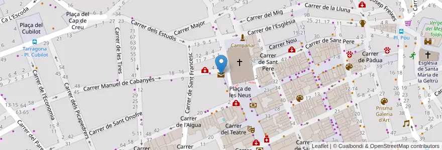 Mapa de ubicacion de Oficina de Correus i Telègrafs en スペイン, カタルーニャ州, Barcelona, Garraf, Vilanova I La Geltrú.