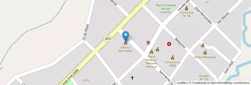 Mapa de ubicacion de Oficina de Empleo en الأرجنتين, تشيلي, نيوكوين, Departamento Zapala, Mariano Moreno, Mariano Moreno.