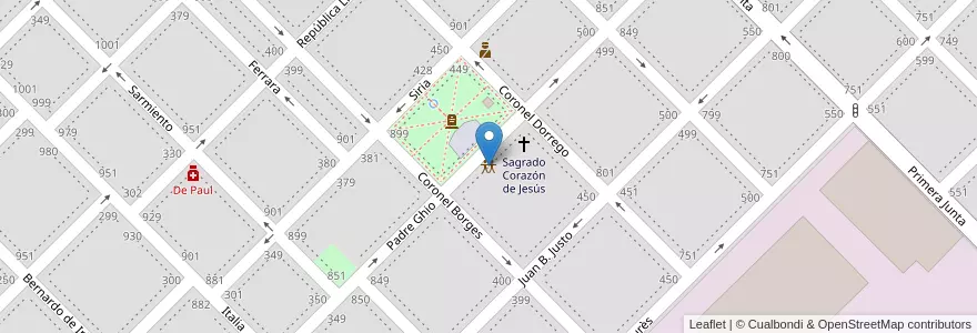 Mapa de ubicacion de Oficina de Gestión y Participación Municipal Barrio Belgrano en Arjantin, Buenos Aires, Partido De Junín, Junín.