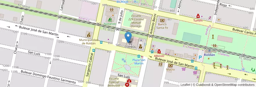 Mapa de ubicacion de Oficinas de COPROL en Argentinien, Santa Fe, Departamento San Lorenzo, Municipio De Roldán, Roldán.