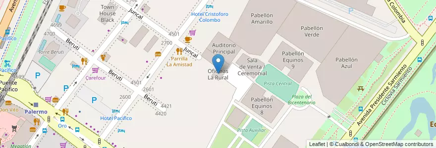 Mapa de ubicacion de Oficinas La Rural, Palermo en Argentinië, Ciudad Autónoma De Buenos Aires, Buenos Aires, Comuna 14.