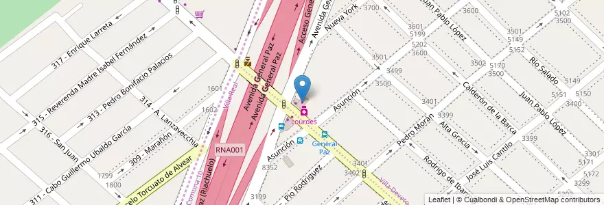 Mapa de ubicacion de Oftalmologia Devoto Centro de Ojos, Villa Devoto en Arjantin, Buenos Aires, Comuna 10, Partido De Tres De Febrero.