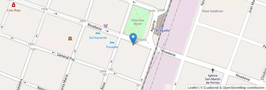 Mapa de ubicacion de Oggi en アルゼンチン, ブエノスアイレス州, Partido De Bragado, Bragado.