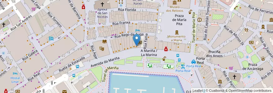 Mapa de ubicacion de Oido Cocina en Espanha, Galiza, A Corunha, A Coruña, A Corunha.