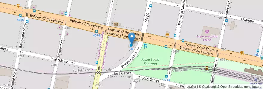 Mapa de ubicacion de Oil en Argentinië, Santa Fe, Departamento Rosario, Municipio De Rosario, Rosario.