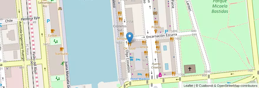 Mapa de ubicacion de OK Food, Puerto Madero en الأرجنتين, Ciudad Autónoma De Buenos Aires, Comuna 1, Buenos Aires.