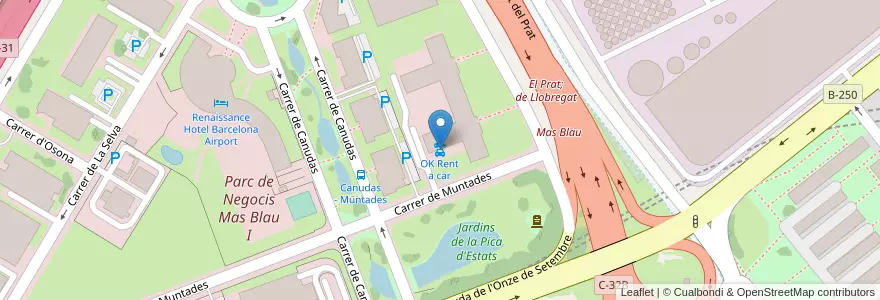Mapa de ubicacion de OK Rent a car en اسپانیا, Catalunya, Barcelona, Baix Llobregat, El Prat De Llobregat.