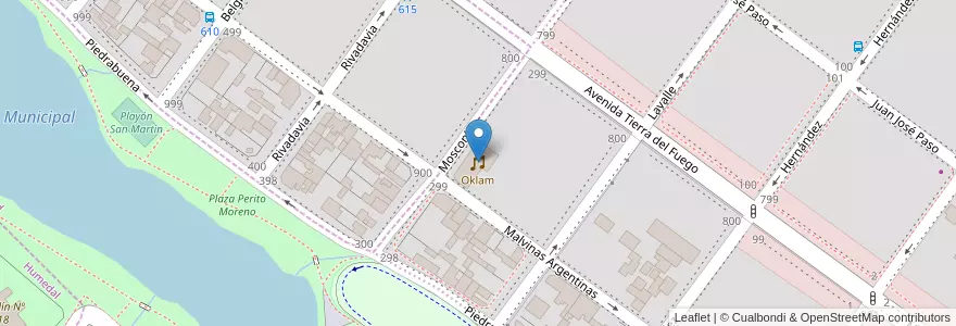 Mapa de ubicacion de Oklam en Arjantin, Santa Cruz, Şili, Mercado De La Ciudad, Humedal, Deseado, Caleta Olivia.