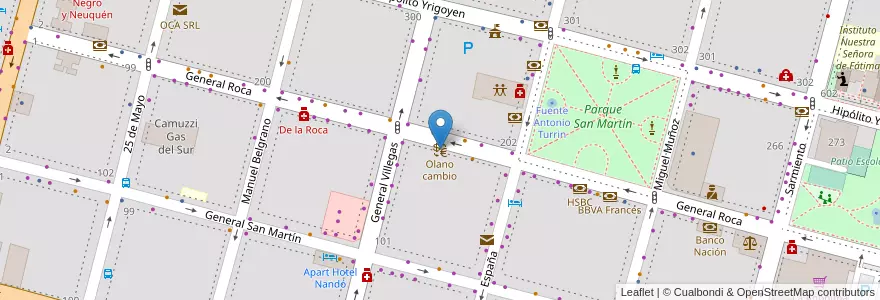 Mapa de ubicacion de Olano cambio en アルゼンチン, チリ, リオネグロ州, Cipolletti, Departamento General Roca.