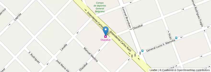 Mapa de ubicacion de Olazabal en Argentinië, Buenos Aires, Partido De Ituzaingó, Ituzaingó.