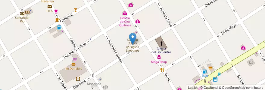 Mapa de ubicacion de Oldham School of English Language en アルゼンチン, ブエノスアイレス州, Partido De Quilmes, Quilmes.