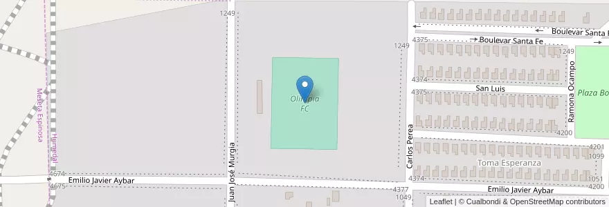 Mapa de ubicacion de Olimpia FC en アルゼンチン, サンタクルス州, チリ, Humedal, Deseado, Caleta Olivia.