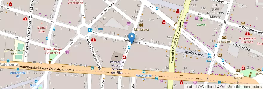 Mapa de ubicacion de Olimpia en 西班牙, 巴斯克, 比斯开, Bilboaldea, 毕尔巴鄂.