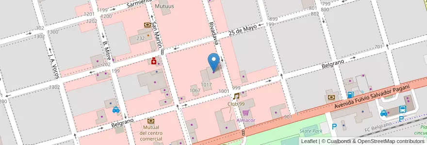 Mapa de ubicacion de OLIMPIC Arroyito en آرژانتین, Córdoba, Departamento San Justo, Municipio Arroyito, Pedanía Arroyito, Arroyito.