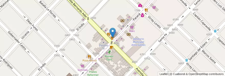 Mapa de ubicacion de Oliver Cafe en アルゼンチン, ブエノスアイレス州, Partido De San Isidro, Partido De General San Martín, Villa Adelina.