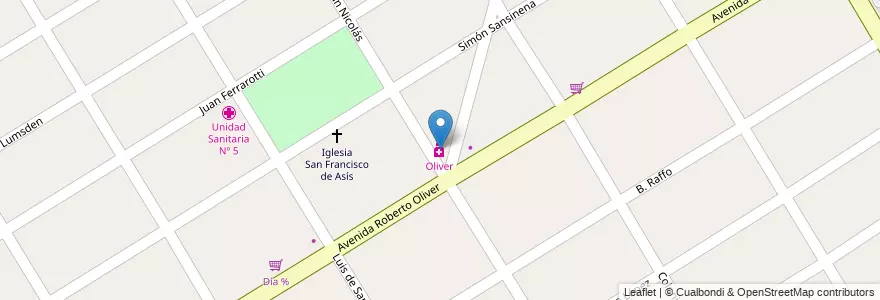 Mapa de ubicacion de Oliver en Аргентина, Буэнос-Айрес, Partido De Esteban Echeverría, 9 De Abril.