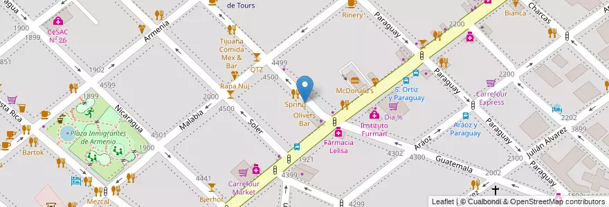 Mapa de ubicacion de Olivers Bar, Palermo en Argentinië, Ciudad Autónoma De Buenos Aires, Buenos Aires, Comuna 14.