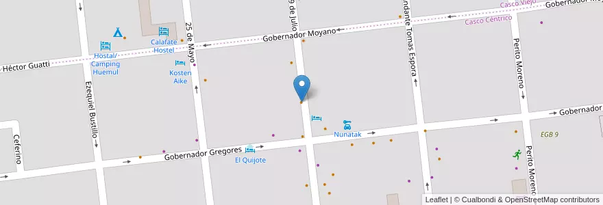 Mapa de ubicacion de Olivia Coffee Shop en 아르헨티나, 마가야네스이데라안타르티카칠레나주, 칠레, 산타크루스주, El Calafate, Lago Argentino.