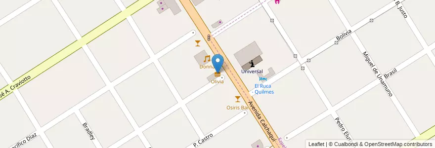 Mapa de ubicacion de Olivia en Argentine, Province De Buenos Aires, Partido De Quilmes, Quilmes.