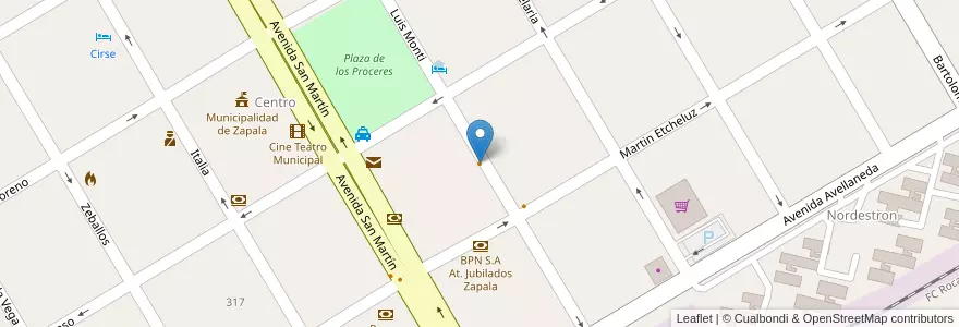 Mapa de ubicacion de Olivier Bistro en Argentina, Chile, Neuquén Province, Departamento Zapala, Zapala, Zapala.