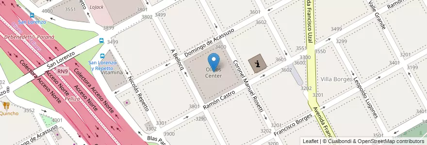 Mapa de ubicacion de Olivos Center en アルゼンチン, ブエノスアイレス州, Partido De Vicente López, Vicente López.