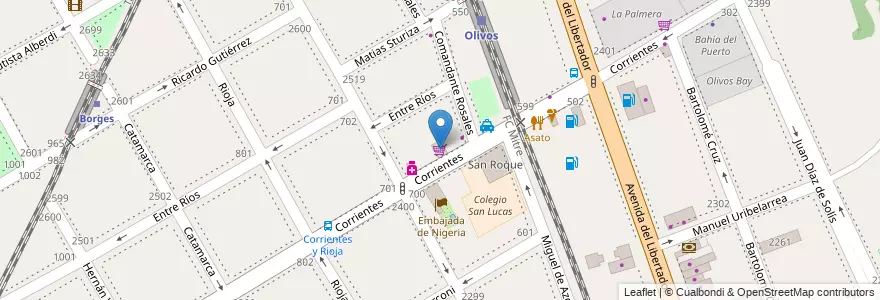 Mapa de ubicacion de Olivos Market en Arjantin, Buenos Aires, Partido De Vicente López, Vicente López.