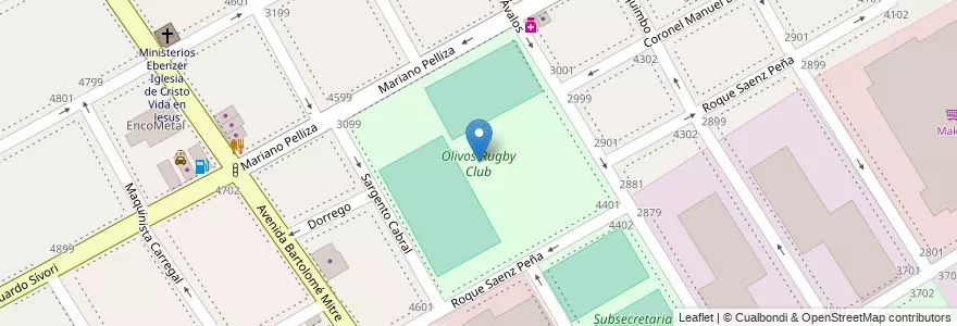 Mapa de ubicacion de Olivos Rugby Club en الأرجنتين, بوينس آيرس, Partido De Vicente López, Vicente López.