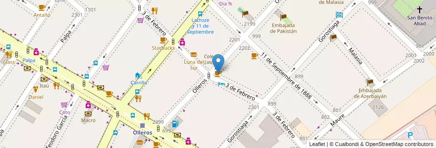 Mapa de ubicacion de Olleros, Palermo en アルゼンチン, Ciudad Autónoma De Buenos Aires, ブエノスアイレス, Comuna 14.