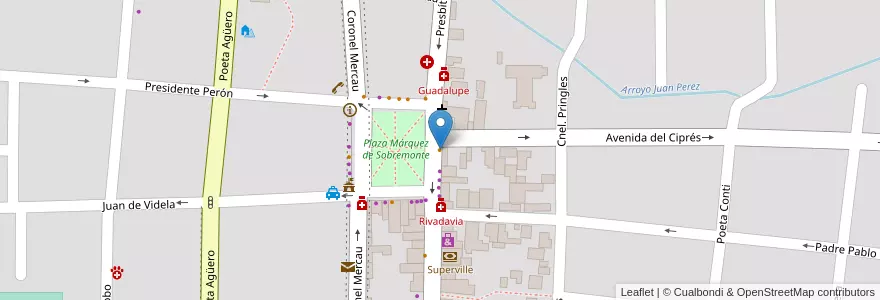 Mapa de ubicacion de Omaro en アルゼンチン, サンルイス州, Junín, Municipio De Merlo, Villa De Merlo.
