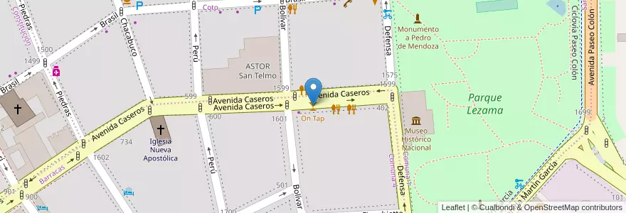 Mapa de ubicacion de On Tap, Barracas en آرژانتین, Ciudad Autónoma De Buenos Aires, Comuna 4, Comuna 1, Buenos Aires.