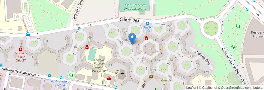 Mapa de ubicacion de OÑA, CALLE, DE,101 en Sepanyol, Comunidad De Madrid, Comunidad De Madrid, Área Metropolitana De Madrid Y Corredor Del Henares, Madrid.